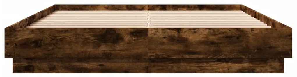Estrutura de cama com luzes LED 120x200 cm carvalho fumado