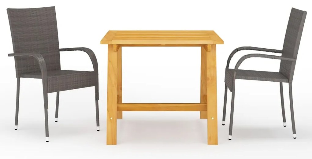 3 pcs conjunto de jantar para jardim castanho