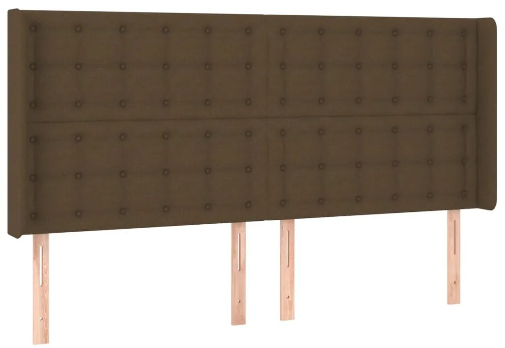 Cama box spring c/ colchão/LED 160x200cm tecido castanho-escuro
