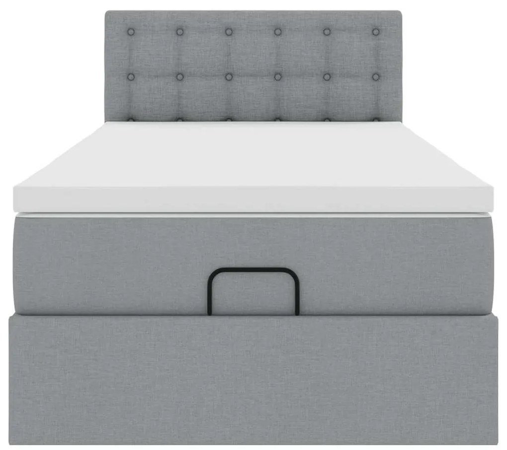 Cama otomana com colchão 90x200 cm tecido cinzento claro
