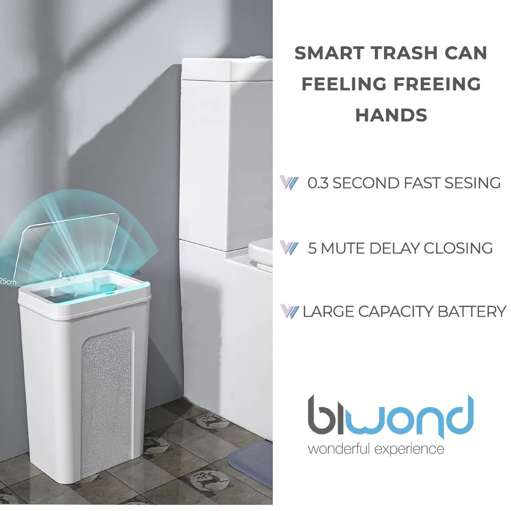 Caixote Lixo Inteligente com Sensor 18L Branco Biwond
