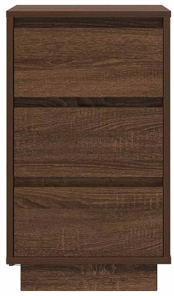 Mesa de cabeceira com luzes LED 38x34x65 cm carvalho castanho