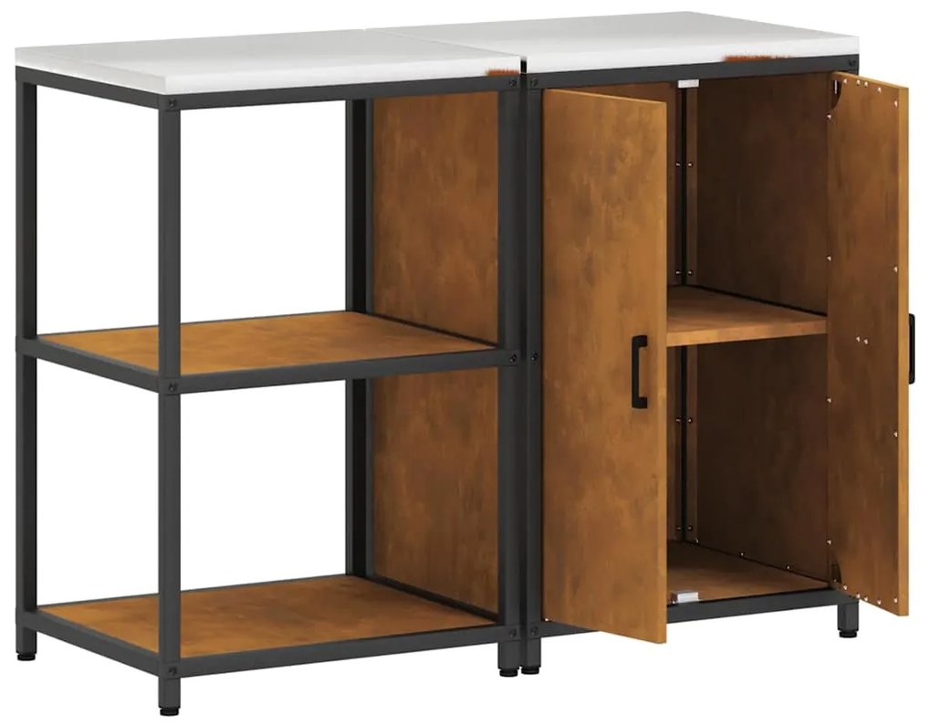 Conjunto de Armazenamento de Cozinha 2 pcs Ferro Enferrujado