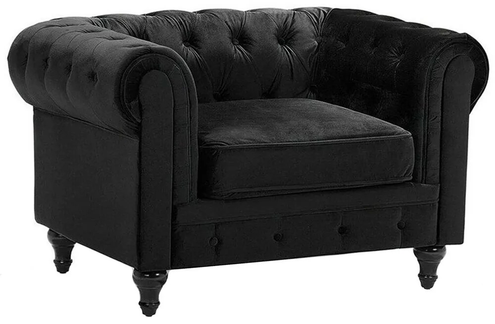 Poltrona em veludo preto CHESTERFIELD Beliani