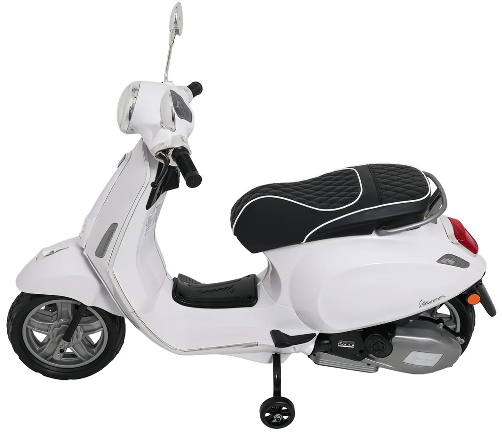 Vespa eletrica para crianças 12V ROMA, Rodas Espuma EVA, assento couro ecológico Branca