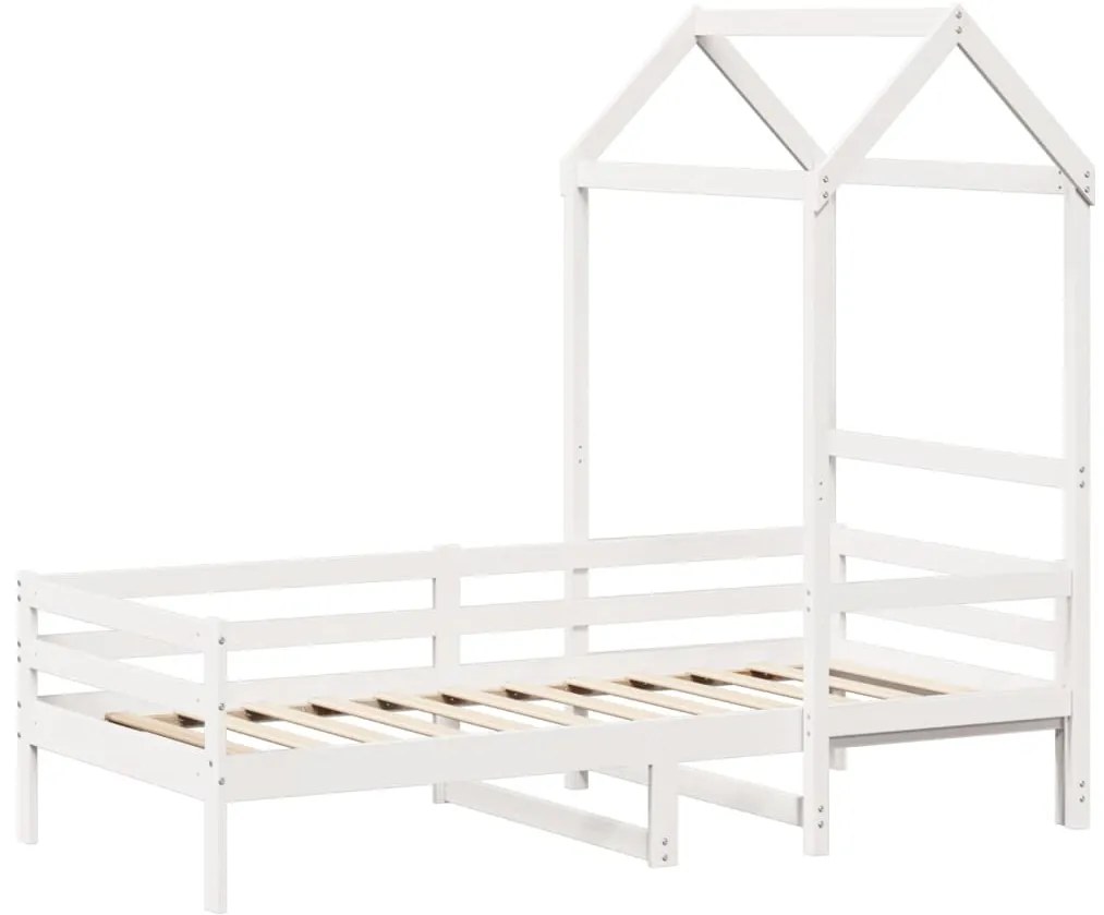 Sofá-cama com telhado 90x200 cm madeira de pinho maciça branco