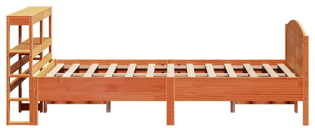 Cama sem colchão 140x200 cm madeira pinho maciça castanho-mel