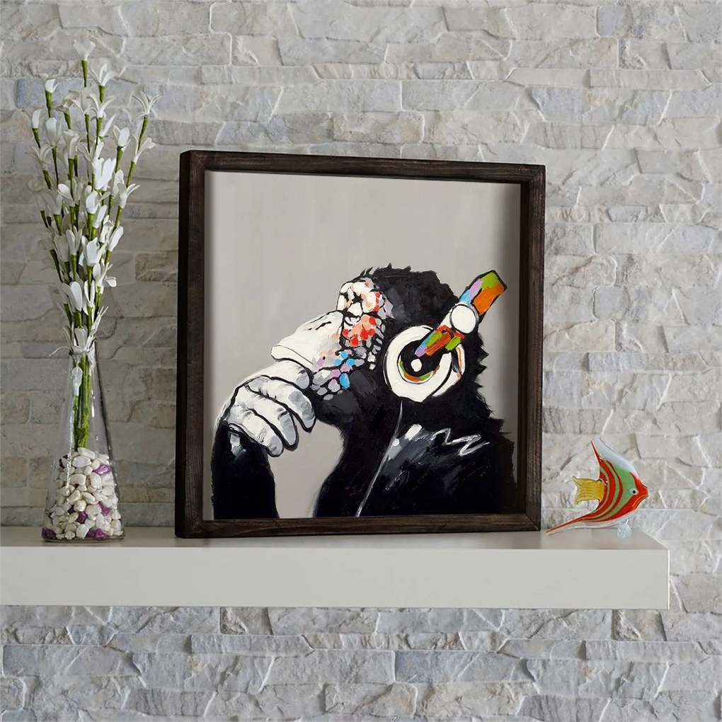 Pintura Decorativa em MDF com Moldura KZM670 – Multicolor – 33 x 33 cm