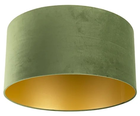 Abajur de veludo verde 50/50/25 com interior dourado
