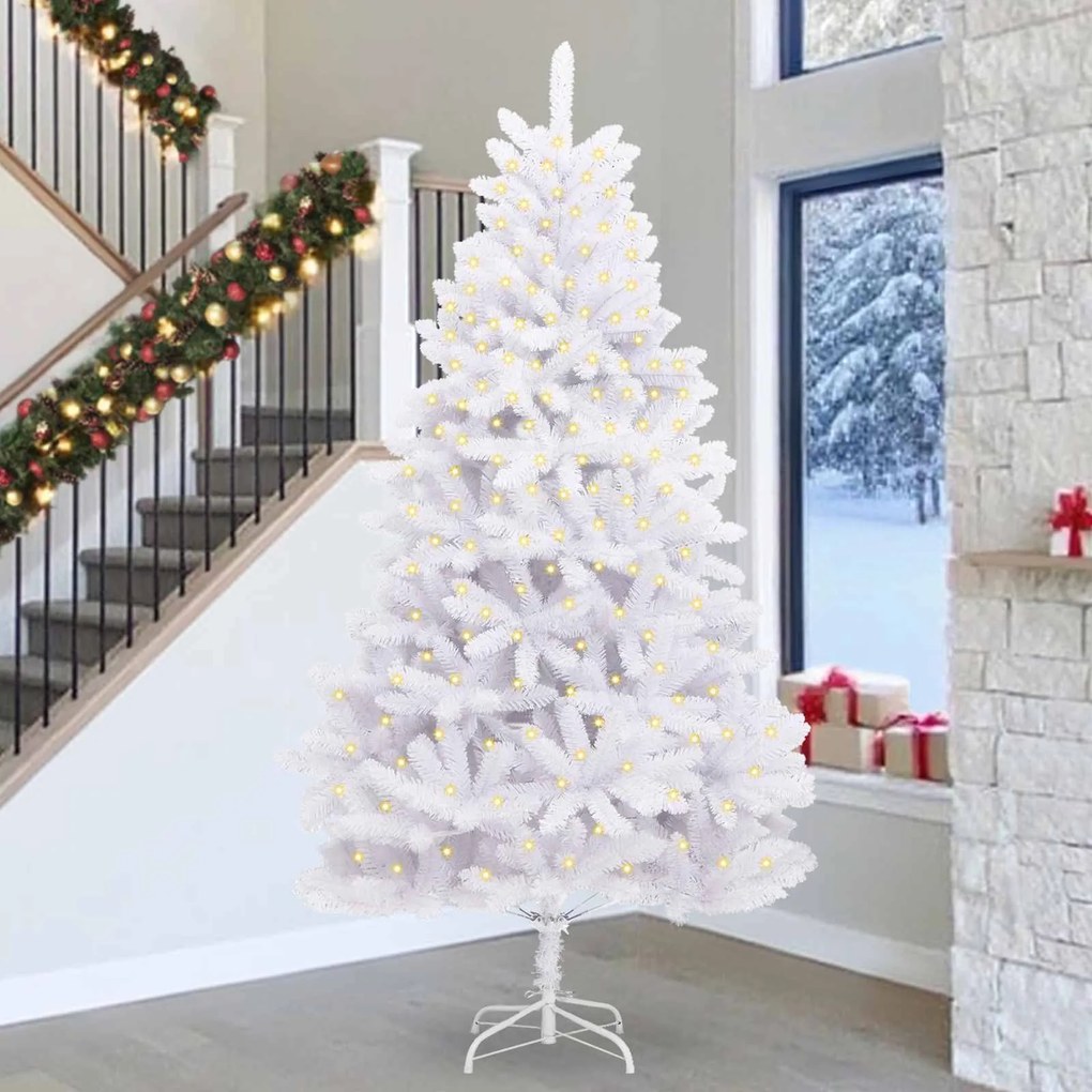 vidaXL Árvore de Natal Artificial Branco 300 cm PVC e Metal