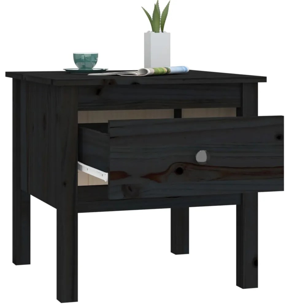 Mesa de apoio 50x50x49 cm pinho maciço preto