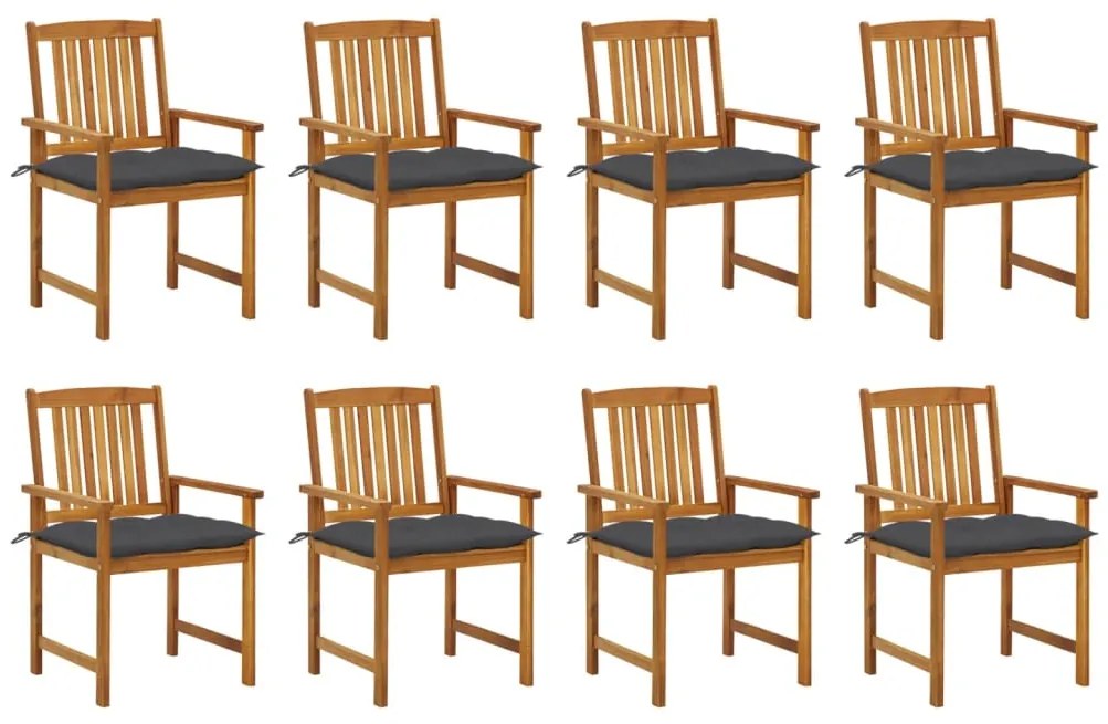 vidaXL Cadeiras de jardim com almofadões 8 pcs acácia maciça