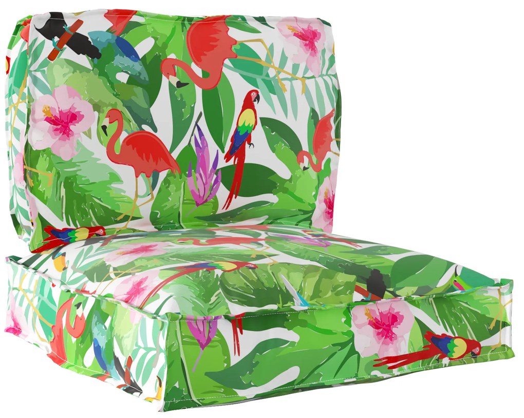 vidaXL Conjunto de Almofadas para Palete Floral 2 pcs Selva Tropical
