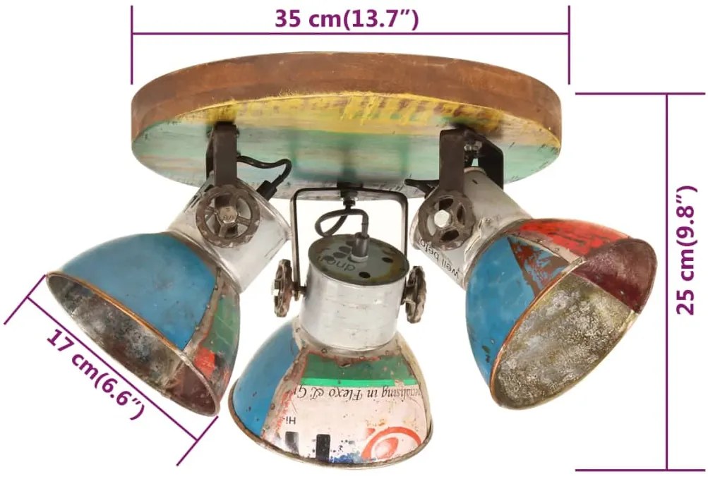 Candeeiro de teto industrial 25W 42x25 cm E27 multicor