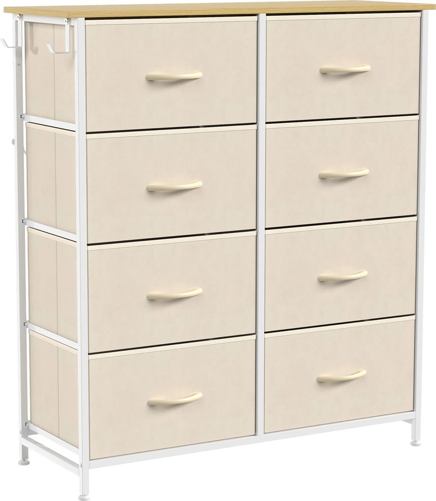 Movel gavetas 80L x 30P x 94.5A cm com 8 Gavetas em Tecido, Estrutura em Aço, Bege
