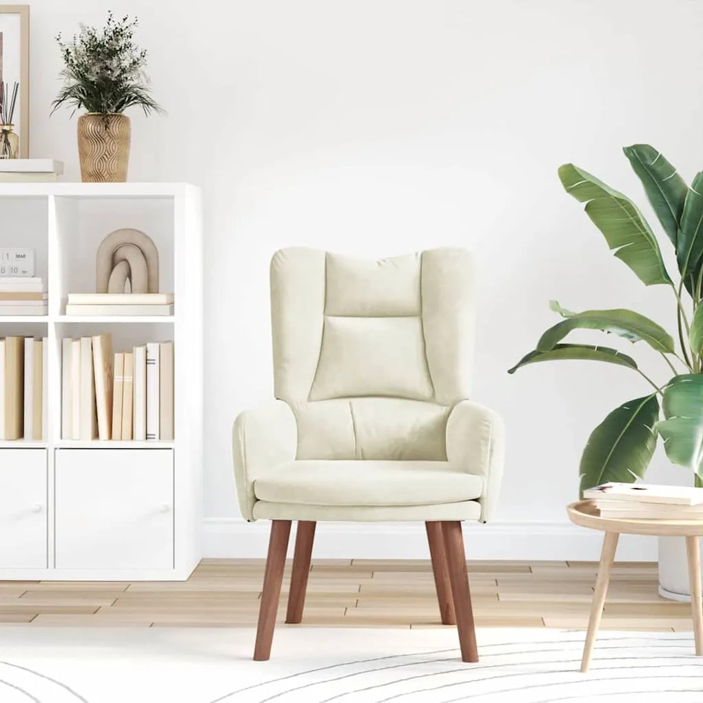 Cadeira Relaxante vidaXL Veludo Creme