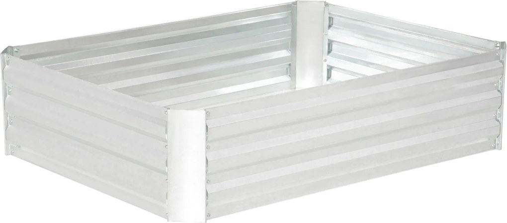 Outsunny Canteiro Elevado Quadrado em Aço Galvanizado 120x90x30 cm Proteção Contra Ervas Daninhas Prata | Aosom Portugal