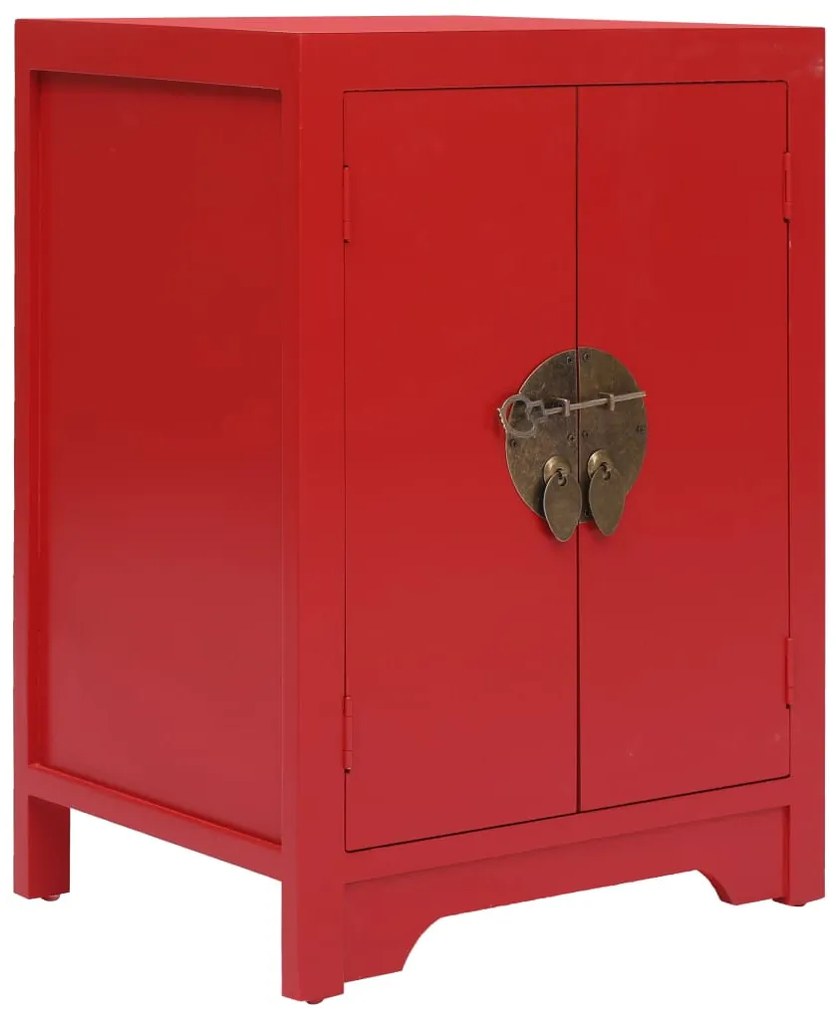 284074 vidaXL Mesa de cabeceira 38x28x52 cm madeira de paulownia vermelho