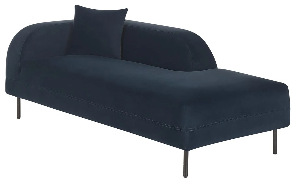 Chaise longue de veludo azul escuro LE CRAU Beliani