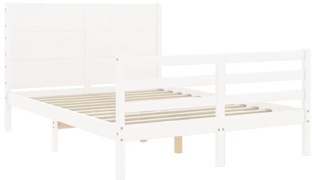 Estrutura de cama com cabeceira 140x190cm madeira maciça branco