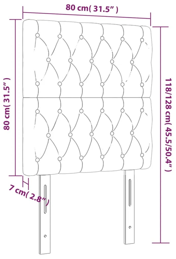 Cabeceira de cama 2 pcs tecido 80x7x78/88 cm cinzento-claro