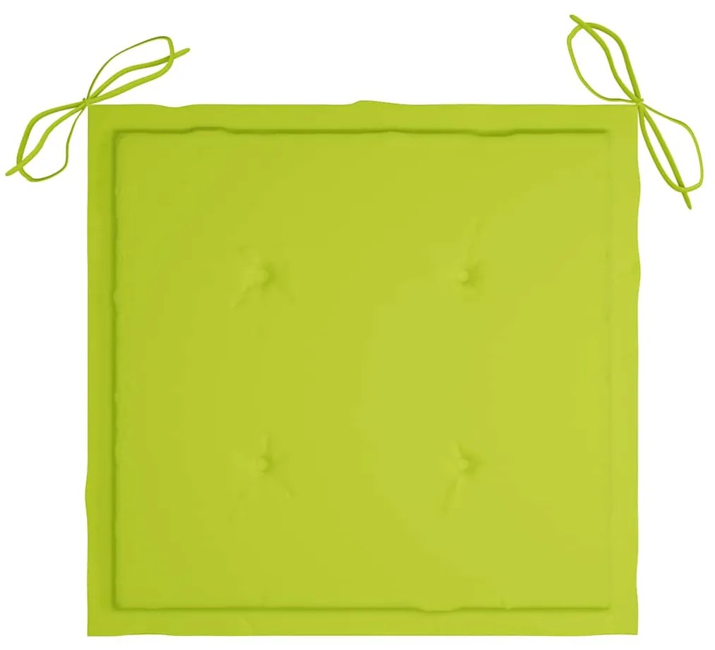 Cadeiras jardim c/ almofadões verde brilhante 6 pcs teca maciça