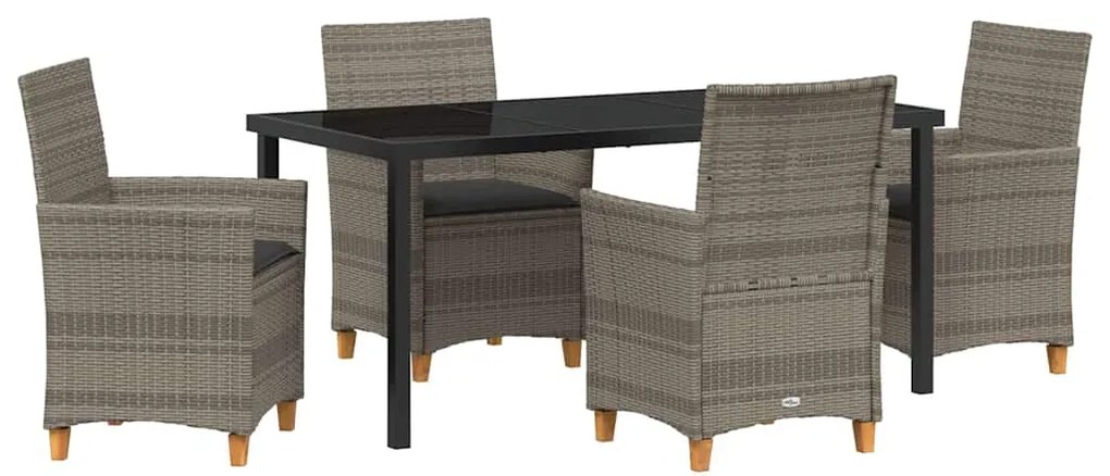 Conjunto de Jantar de Jardim com 5 Peças e Almofadas - Cinza - Polyrat