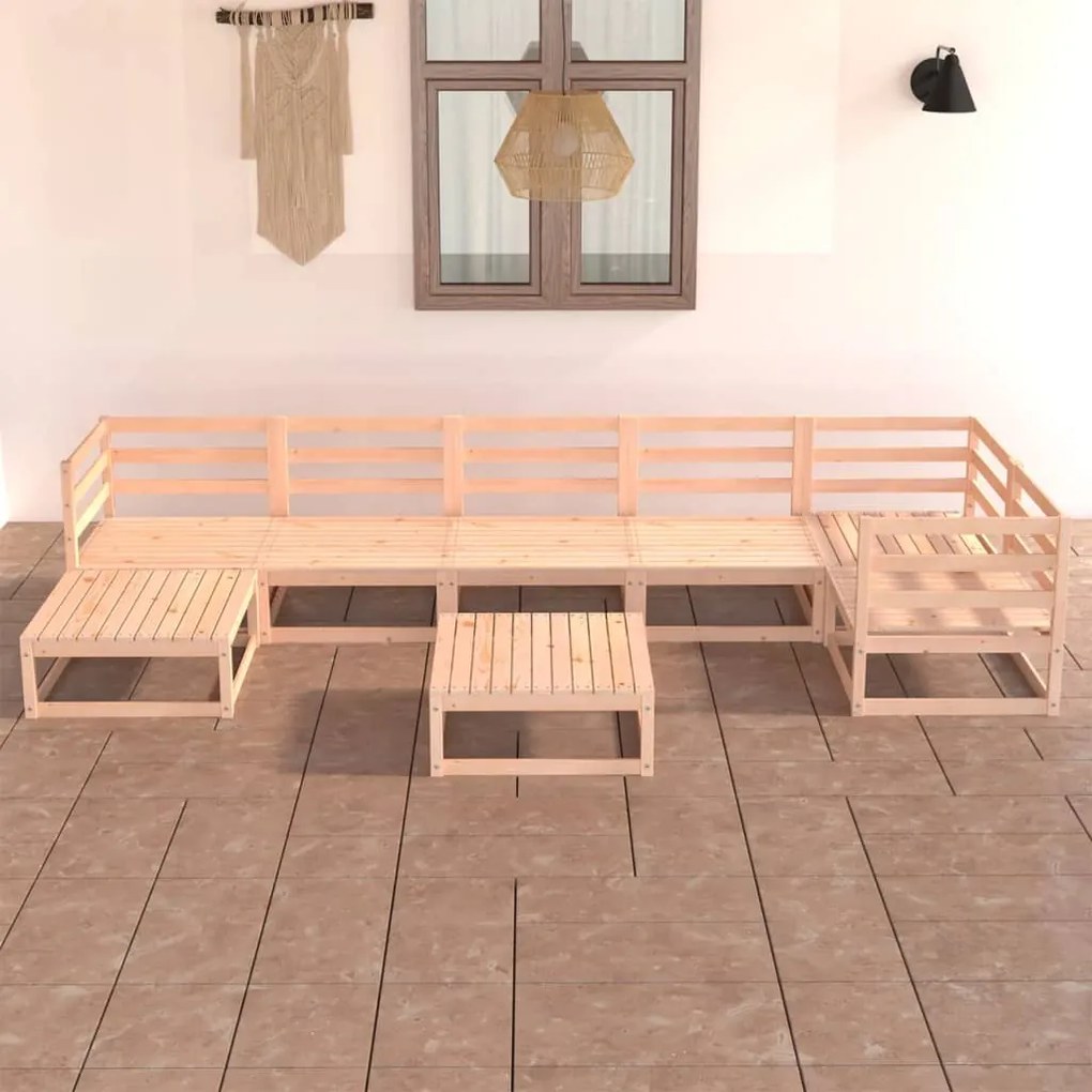 vidaXL 8 pcs conjunto lounge de jardim pinho maciço