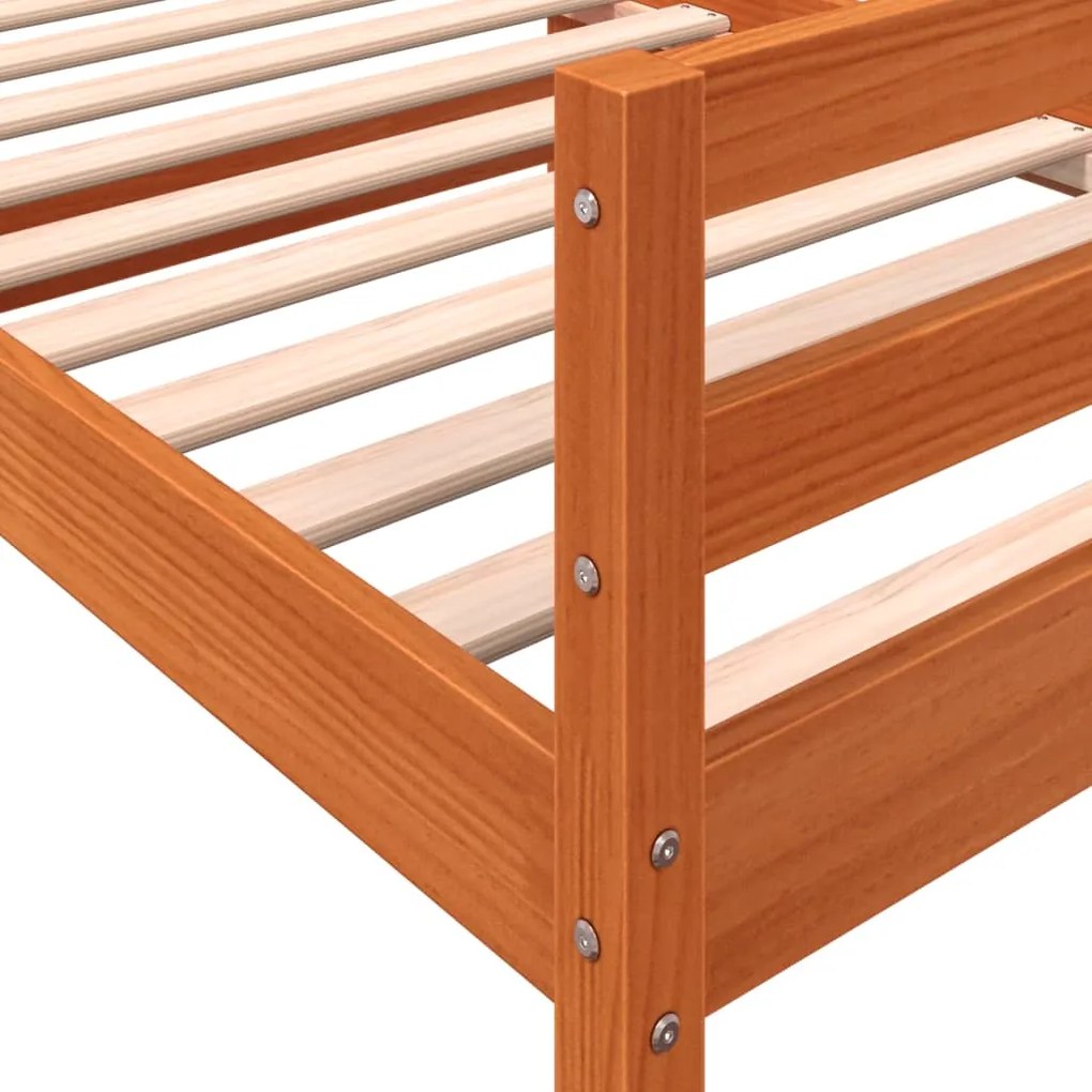 Cama sem colchão 75x190 cm madeira de pinho maciça castanho-mel