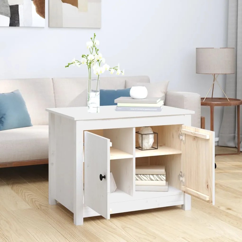 Mesa de centro 71x49x55 cm pinho maciço branco