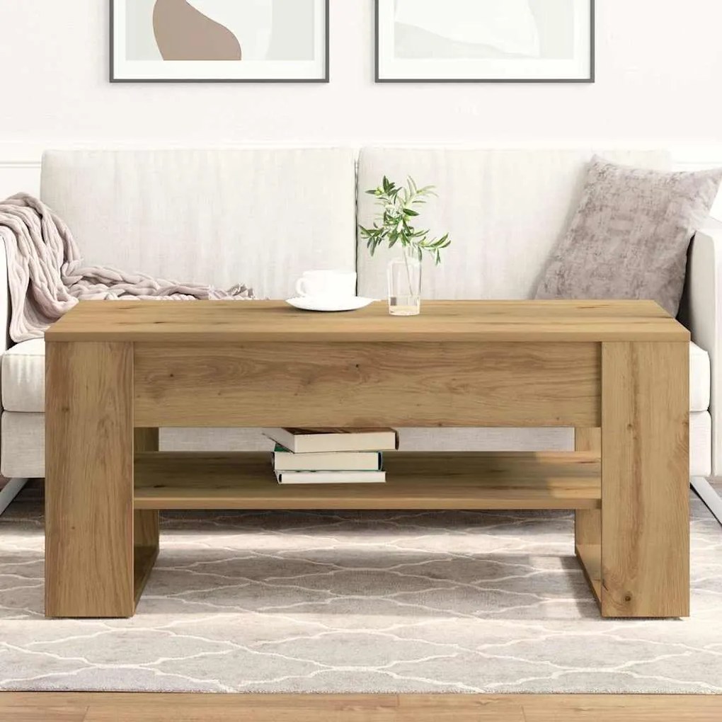 Mesa de centro vidaXL em Carvalho Artesanal 102x55x45 cm em Madeira de