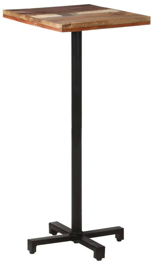 vidaXL Mesa de bistrô quadrada 50x50x110 cm madeira recuperada maciça