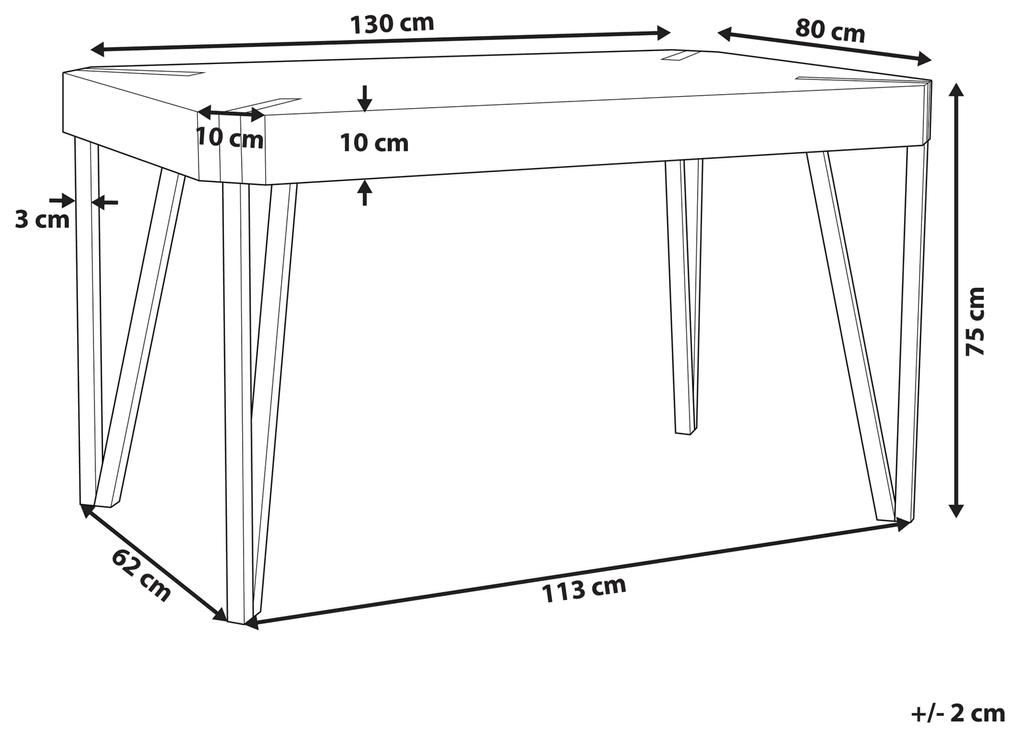 Mesa de jantar taupe com preto 130 x 80 cm CAMBELL Beliani
