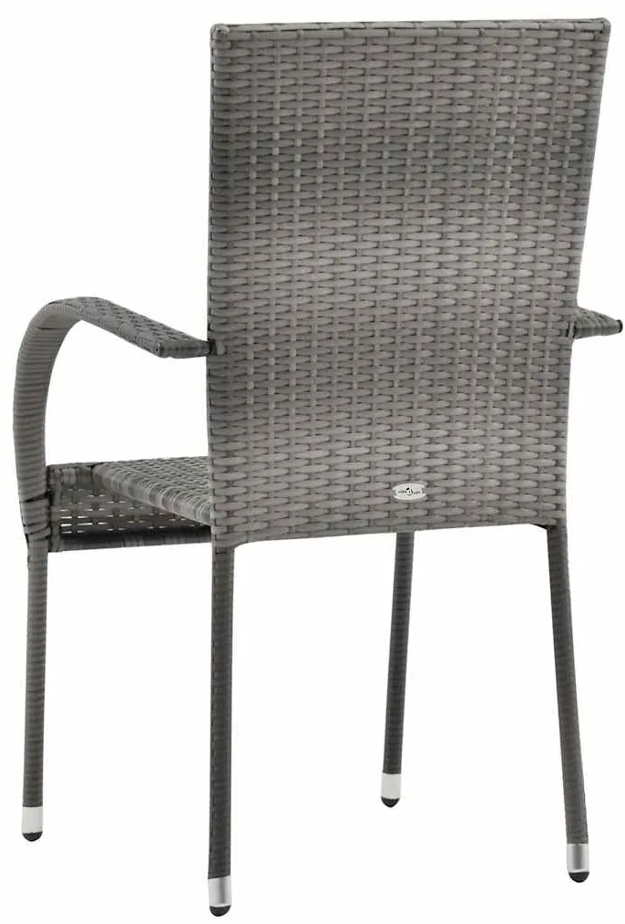 Cadeiras de exterior empilháveis 2 pcs vime PE cinzento