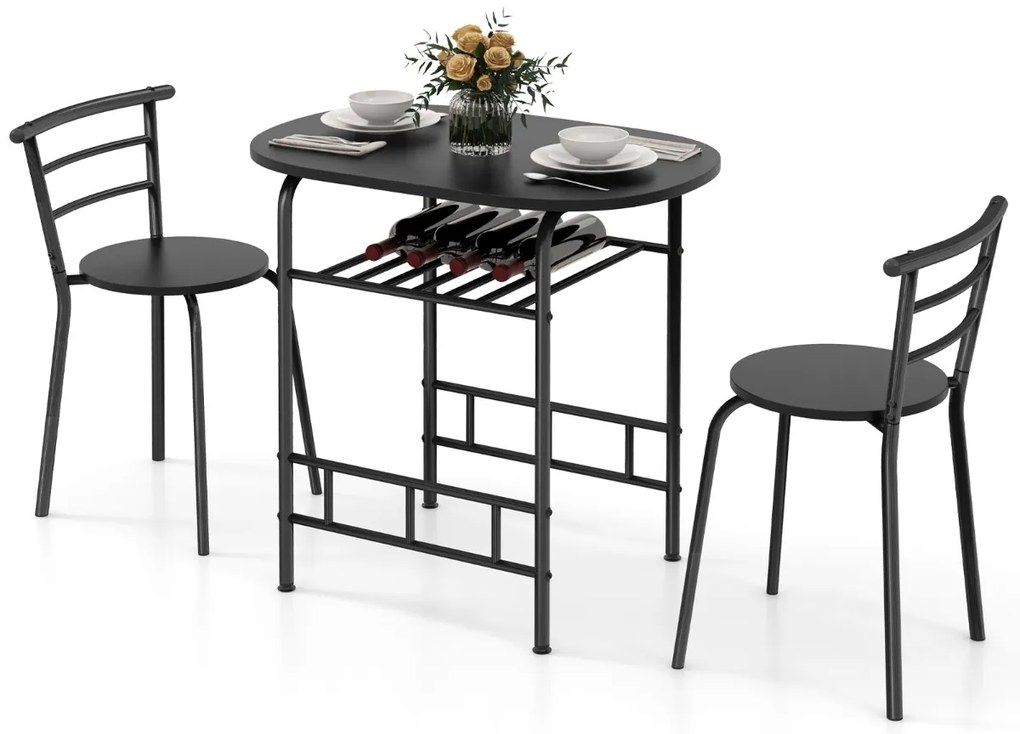 Conjunto de cozinha e jantar de 3 peças de com mesa de cozinha e 2 Cadeiras Tampo de mesa em madeira Tampo de mesa folheado a madeira Suporte adiciona