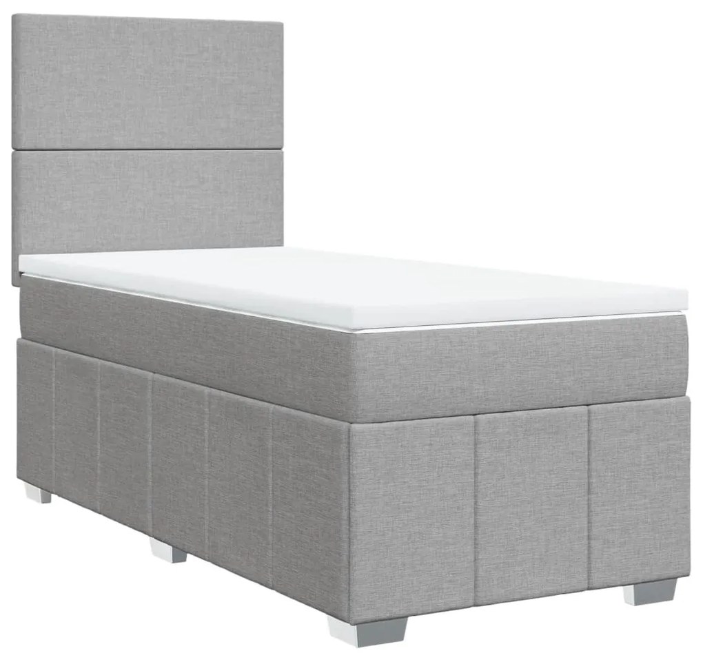 Cama com molas/colchão 100x200 cm tecido cinzento-claro