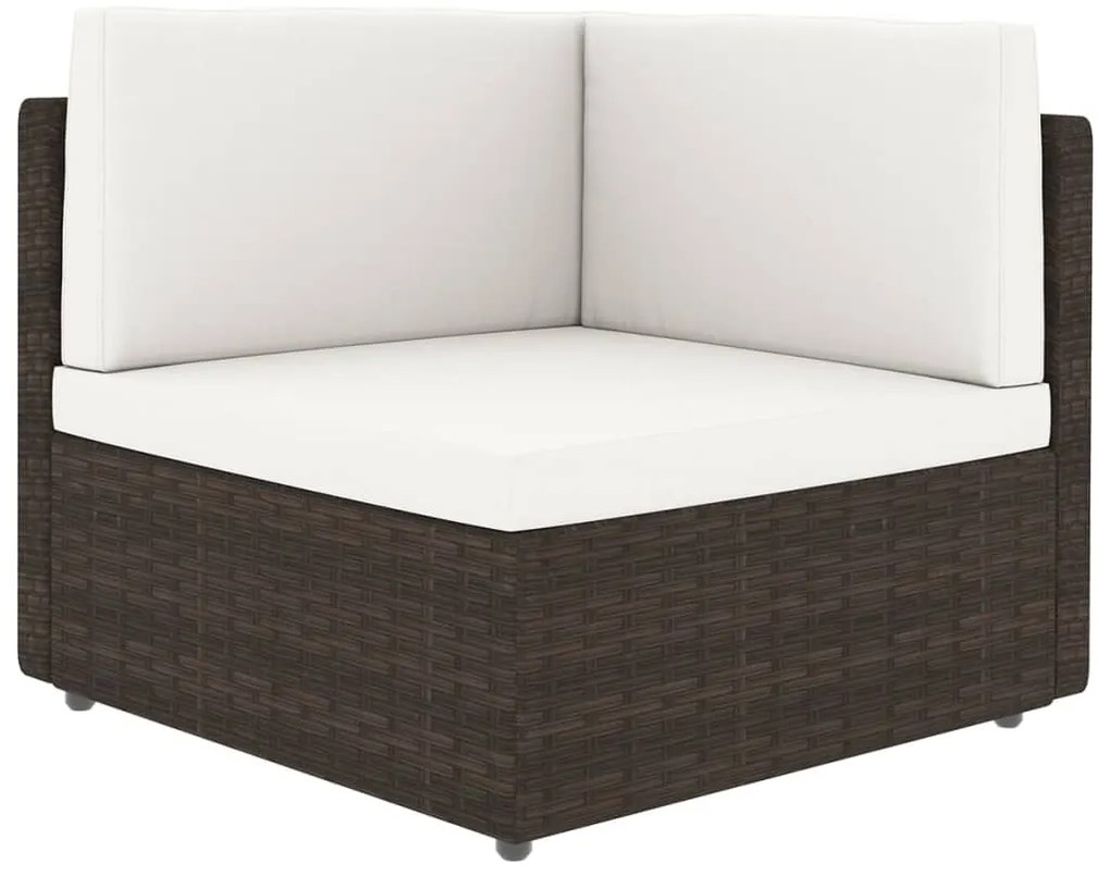 9 pcs conjunto lounge p/ jardim c/ almofadões vime PE castanho