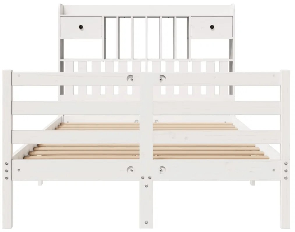 Cama com estante sem colchão 135x190 cm pinho maciço branco
