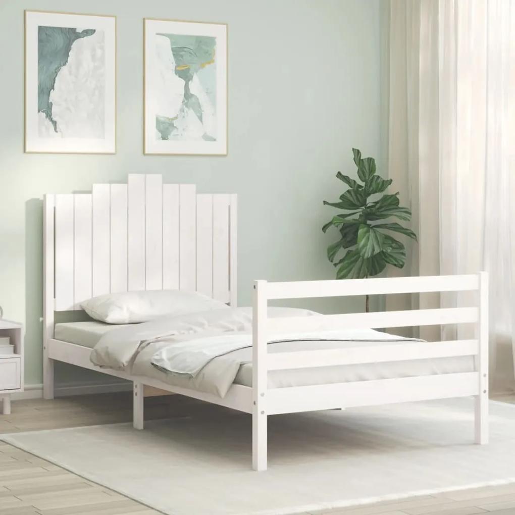 3194172 vidaXL Estrutura de cama com cabeceira 100x200cm madeira maciça branco
