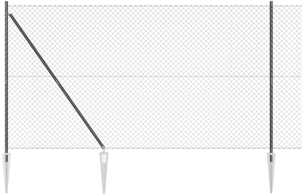 Cerca de Cadeia com 13 Estacas 1,6x25 m Aço Galvanizado