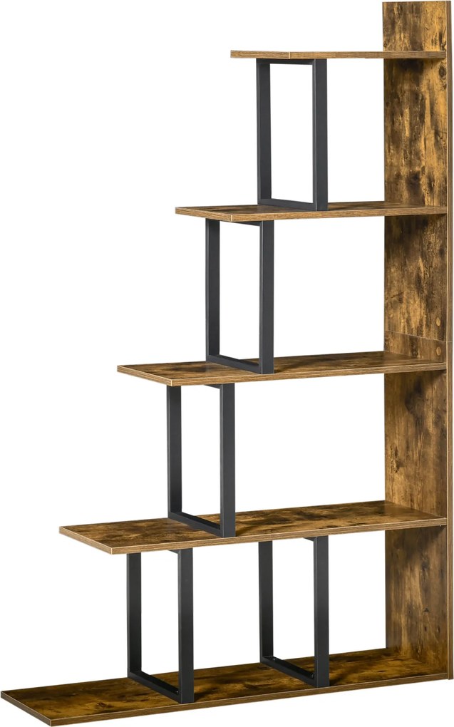 Estante em forma de escada, com 5 prateleiras, 102 x 30 x 160 cm, castanho rústico