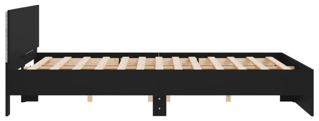 Estrutura cama c/ cabeceira e luzes LED 180x200 cm preto