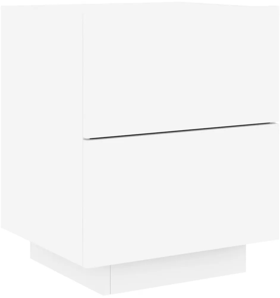 Mesas de cabeceira c/ luzes LED 2 pcs derivados madeira branco