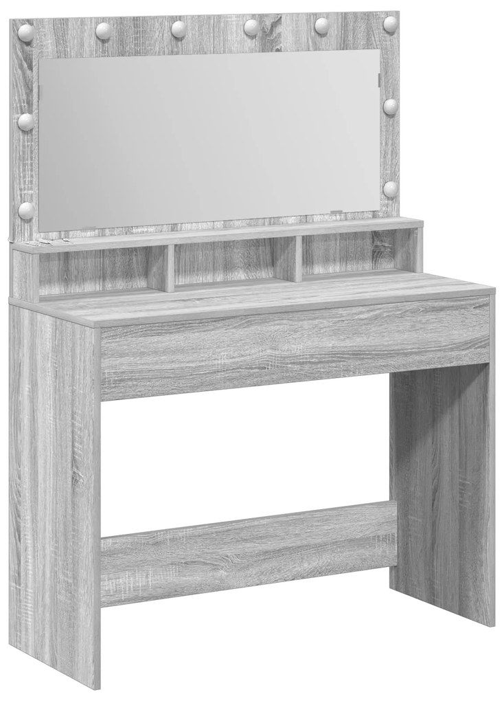 Mesa de Maquiagem vidaXL com Luzes LED Cinza Sonoma 100x41x135 cm