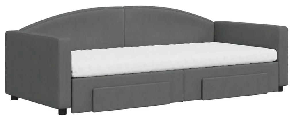 Sofá-cama c/ gavetão e gavetas 90x200 cm tecido cinzento-escuro