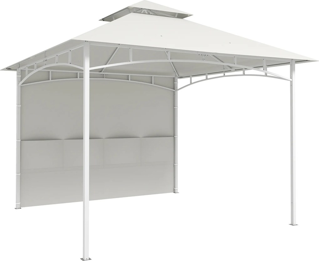 Outsunny Gazebo de Jardim 3x3 m com Cortinas, Bolsos Porta-Objetos, Gancho no Teto, Gazebo Externo com Teto Duplo, Orifícios de Drenagem em Metal, para Jardim Varanda Festas Pátio, UV30+, Creme | Aosom Portugal