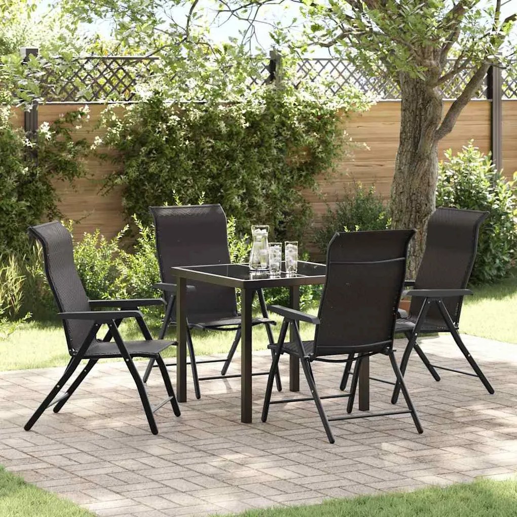 vidaXL Conjunto de Jantar de Jardim 5 Peças em Rattan Sintético Preto