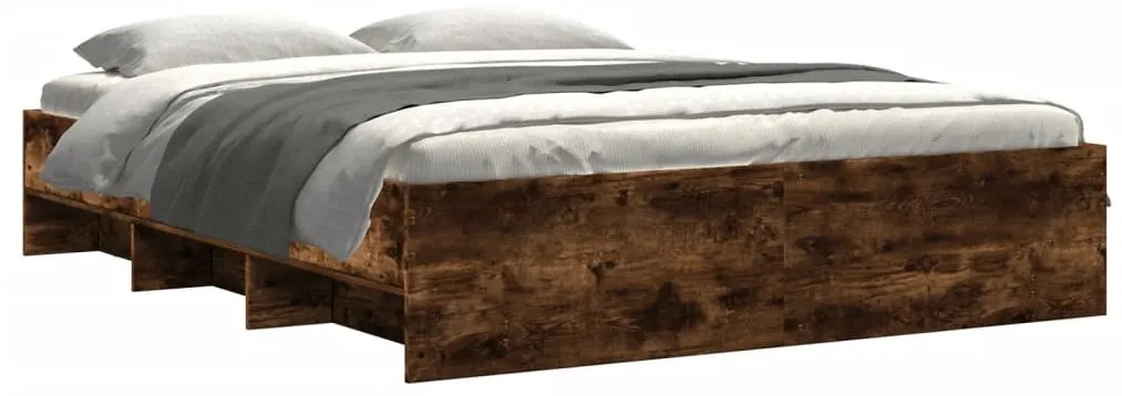 Estrutura de cama s/ colchão derivados madeira carvalho fumado