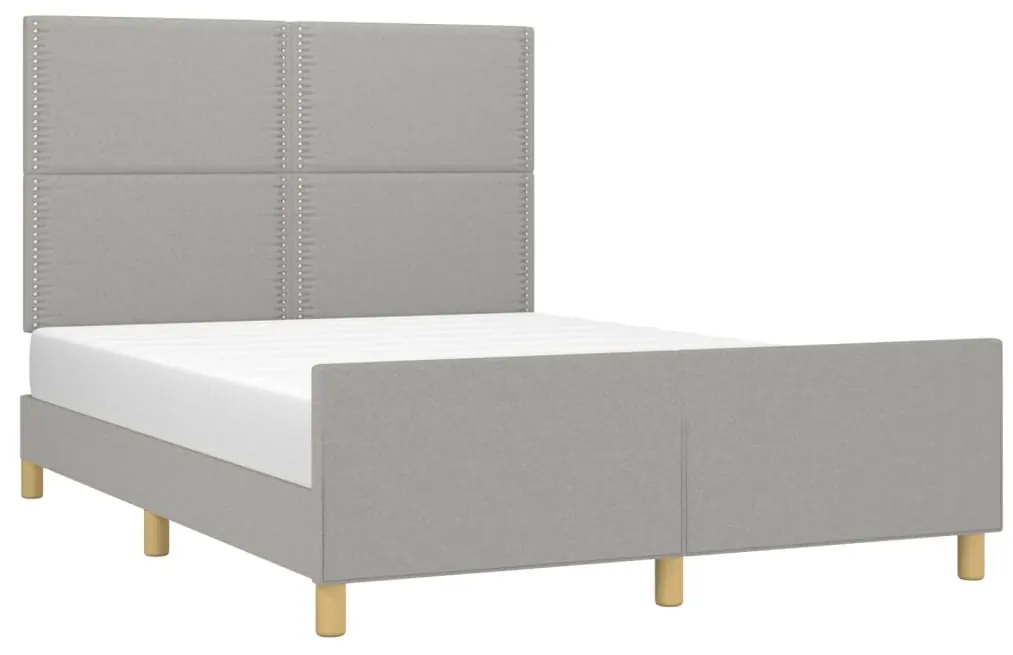 Estrutura de cama sem colchão 140x190 cm tecido cinzento-claro