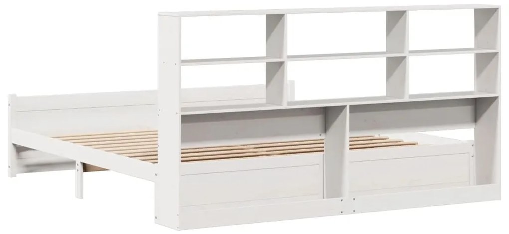 Cama com estante sem colchão 200x200 cm pinho maciço branco